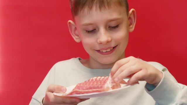 National Bacon Day vector. Three strips of fried crispy bacon icon vector. December 30 each year. Important day