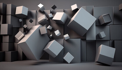 Use of grey cubes as creative wallpaper