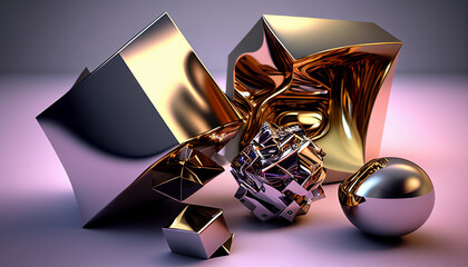 metallic forms with a 3D appearance