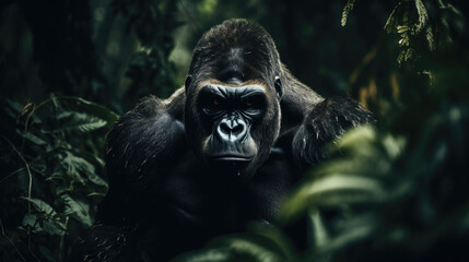 Obraz premium Majestic Gorilla in the Dense Rainforest