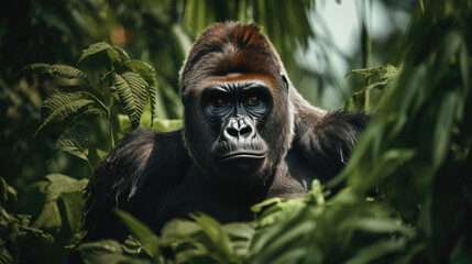 Obraz premium Majestic Gorilla in the Dense Rainforest