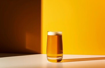 Generative AI illustration of glass of ice cold beer