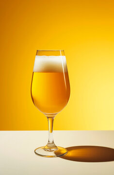 Generative AI illustration of glass of ice cold beer