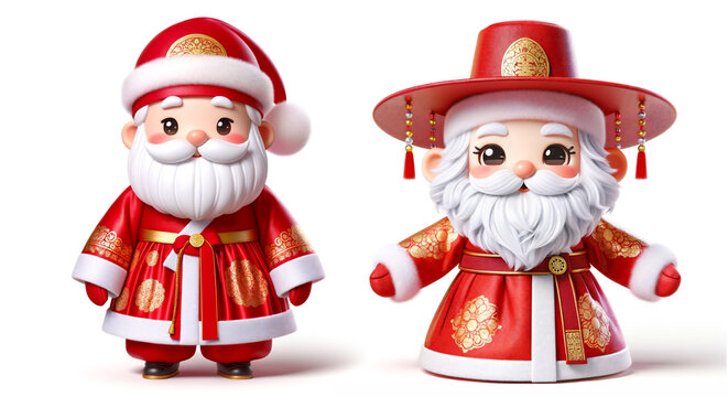 Santa Claus dressed in a traditional Korean costume, known as 'hanbok'. AI Generater