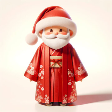 Santa Claus wearing a traditional Japanese costume