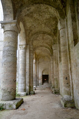 Obraz premium abbaye Saint Pierre de Jumièges, hiver dans la brume, fondée en 654, 76, Jumièges, Normandie, Seine Maritime, France