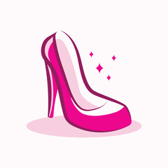 High heels shoe vector icon, Women's shoe glyph icon. Symbol, logo illustration.Woman shoes vector icons isolated on pink background.Fashion footwear design.