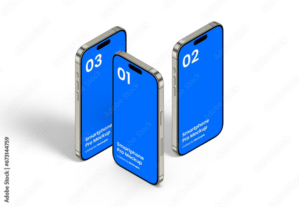 Wall mural smartphone mockup | fully editable file, replaceable screen, separated shadow and background