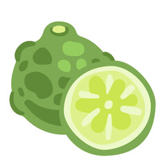 Kaffir lime leaves simple cartoon clip art
