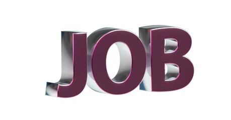 Job exklusive plakative 3D-Schrift, 3D-Rendering, Karriere, Erfolg, Bewerbung, Ausbildung, Beförderung, Zeichen, Schrift, 3D, violett, rot, silber, Freisteller, Alphakanal, Rendering
