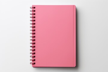 pink cover notepad, note book on white background