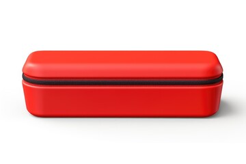 red pencil case mockup on white background