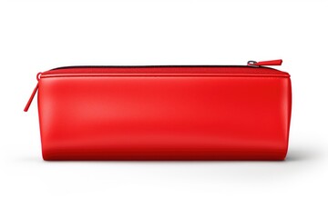 red pencil case mockup on white background - obrazy, fototapety, plakaty