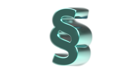 Paragraphenzeichen türkis plakatives 3D-Zeichen, Kanzlei, Gericht, Gesetz, Recht, Absatz, Gesetzbuch,  juristisch, Gesetzestext, Rechtsprechung, Gesetzgebung, Rendering, Freisteller, Alphakanal