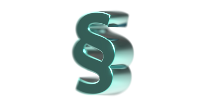 Paragraphenzeichen türkis plakatives 3D-Zeichen, Kanzlei, Gericht, Gesetz, Recht, Absatz, Gesetzbuch,  juristisch, Gesetzestext, Rechtsprechung, Gesetzgebung, Rendering, Freisteller, Alphakanal - Powered by Adobe