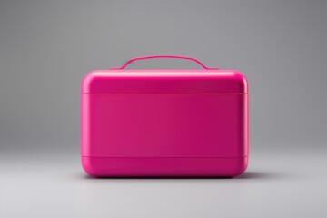 pink lunch box mockup for meal on grey background, container for food