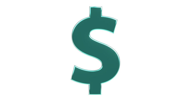 Dollarzeichen plakative metallische 3D-Schrift, türkis, Symbol,  Dollar, Preis, Kosten, Prämie, Gutschrift, Gewinn, Kapital, Business