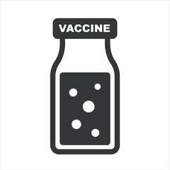 Vaccine bottle vector icon. medical and pharmaceutical design element. isolated vaccination and immunization vector symbol in flat style