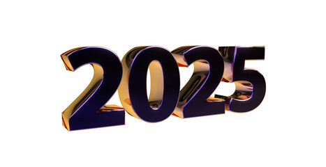 2025 plakative metallische schwarze 3D-Schrift, Jahreszahl, Kalender, Perspektive, Nummer, Jubiläum, Neujahr, Jahreswechsel, Freisteller, Alphakanal