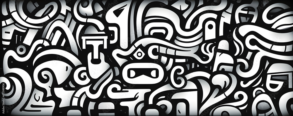 Poster black and white graffiti inspired background