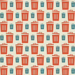 Trash can abstract artwork design trendy seamless pattern vector illustration background