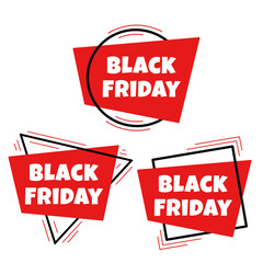 Set of red Black Friday sale label/sticker