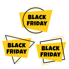 Set of yellow Black Friday sale label/sticker