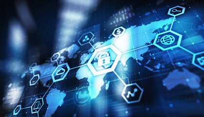 Cyber security, Information privacy, Data protection. Internet and technology concept on virtual screen.