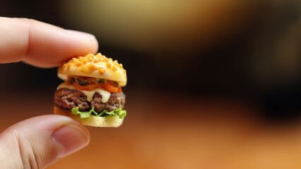 Hamburger miniature en Portion Di&eacute;t&eacute;tique pour Perte de Poids et Conseil Nutritionnel. Concept nutrition &eacute;quilibr&eacute;e