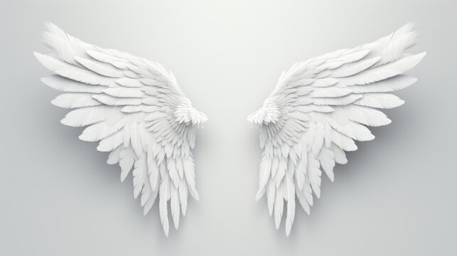 Angel wings on gray background.