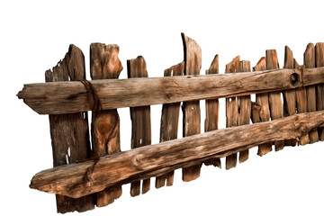 Old wooden fence isolated transparent png - obrazy, fototapety, plakaty