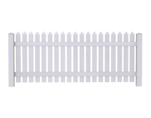 White fences. Wooden fences, garden or house wood fencing. Wooden fence isolated on transparency background