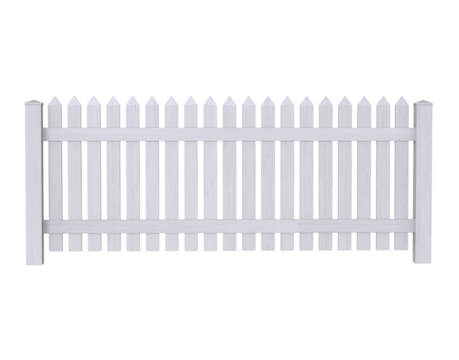 White fences. Wooden fences, garden or house wood fencing. Wooden fence isolated on transparency background