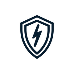 Electric shield logo. Bolt sign with shield. Vector illustration