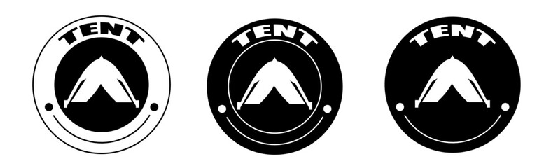 Black and white illustration of tent icon in flat. Stock vector.