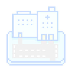 ピクセルアートな大きい病院エリア★PNG