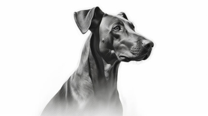 Illustration d'un chien. Animal domestique, chien, chiot, mignon. Peinture, dessin, couleurs. Fond pour conception et création graphique.
