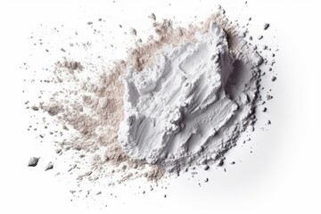 White background with crushed powder. A cosmetics design element for face makeup. Generative AI