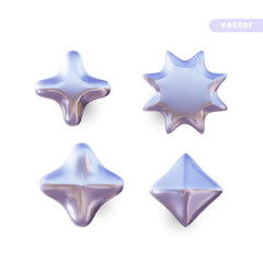 Obraz premium Set of chrome elements for design in Y2K style