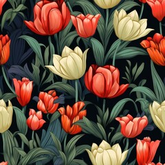  seemless pattern of coloful tulip