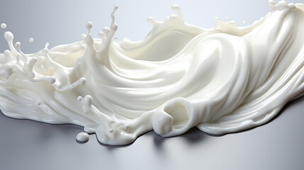 Milk Drops and Splashes isolated on White Blurred Background
