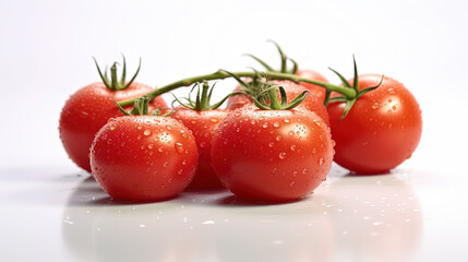 Water Drops on Red Organic Fresh Tomatoes on Selective Focus Background