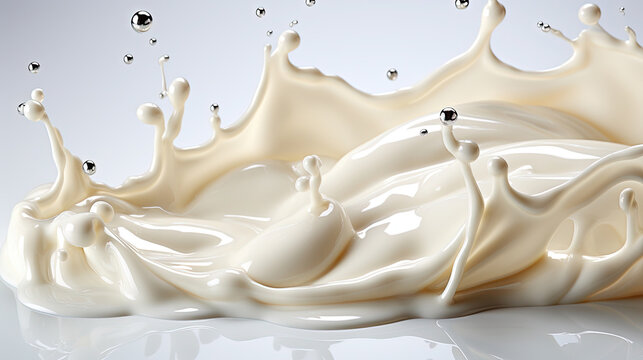 Splash of Milk or Cream isolated on Selective Focuse White Background