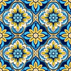 Fototapeta na wymiar Batik Inspired Floral Medallions Pattern