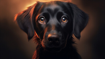 Portrait d’un chien en gros plan, sur fond uni. Animal domestique, chien, chiot, mignon. Arrière-plan pour conception et création graphique.