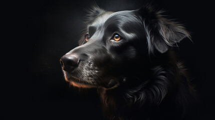 Portrait d’un chien en gros plan, sur fond uni. Animal domestique, chien, chiot, mignon. Arrière-plan pour conception et création graphique.