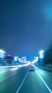 Fast driving around the city of Minsk, Vertical  time lapse
