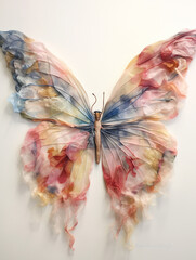 a buterfly made from watercolor fabric symbolizing feminity created with Generative Ai