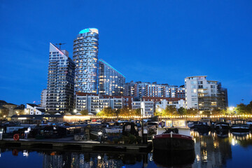 New Providence Wharf by night