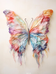 Obraz na płótnie Canvas a buterfly made from watercolor fabric symbolizing feminity created with Generative Ai
